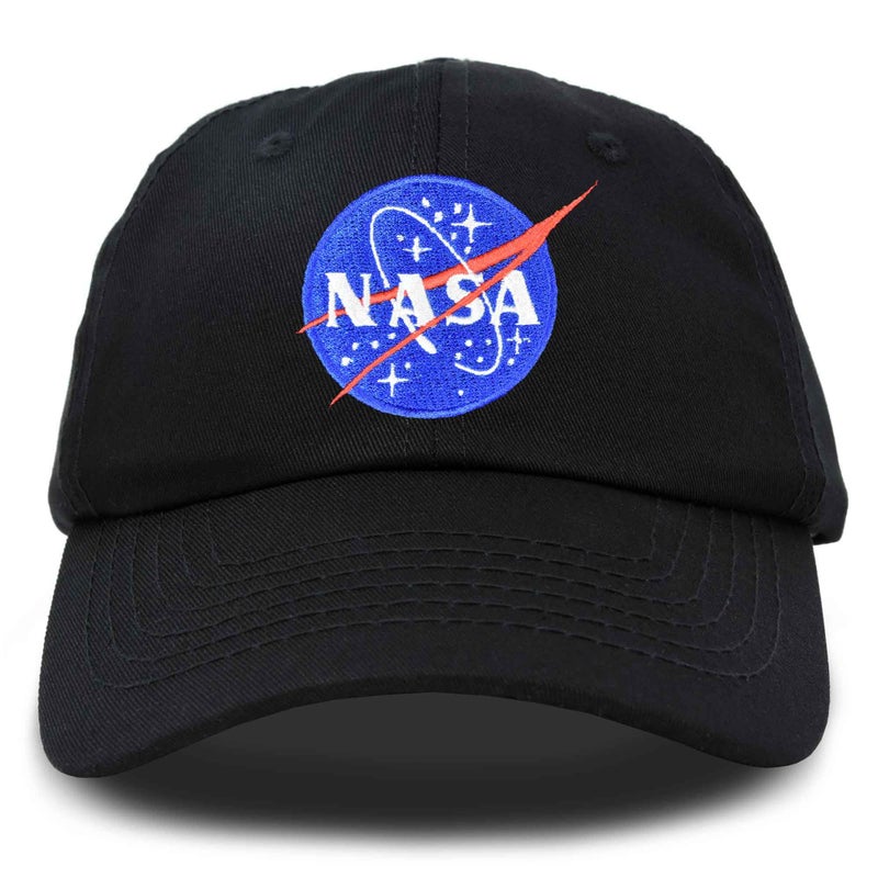 DALIX NASA Embroidered Mens Womens Cotton Dad Hat Baseball Cap Adjustable in Black - Image 1